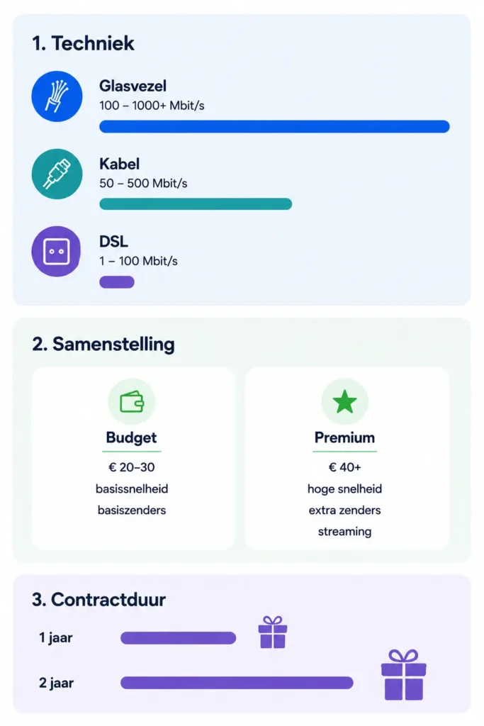 infographic met de verschillen uitgelegd bij internet en tv met cadeau deals.
